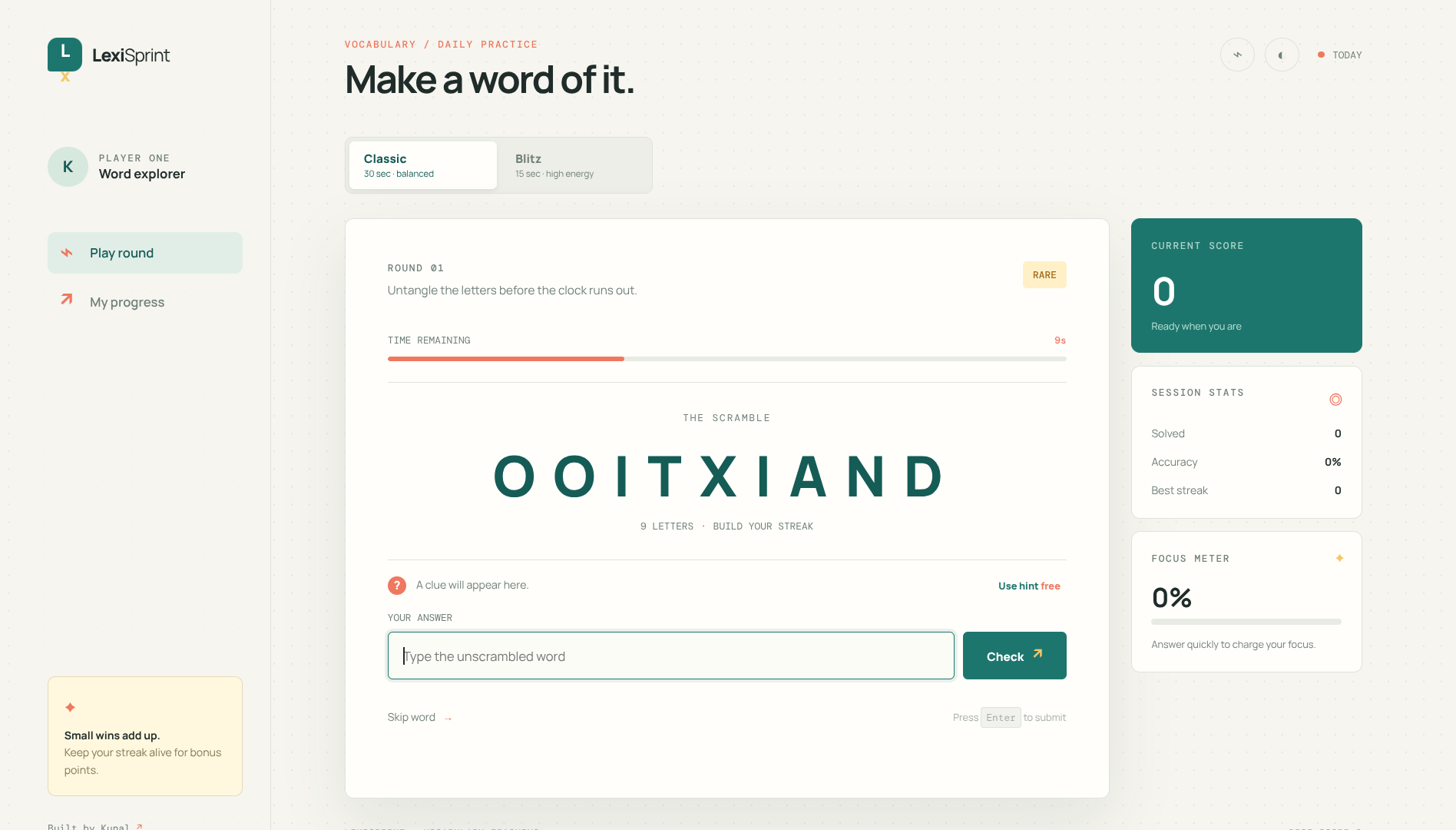 Word Scramble Game - Timed Vocabulary Challenge
